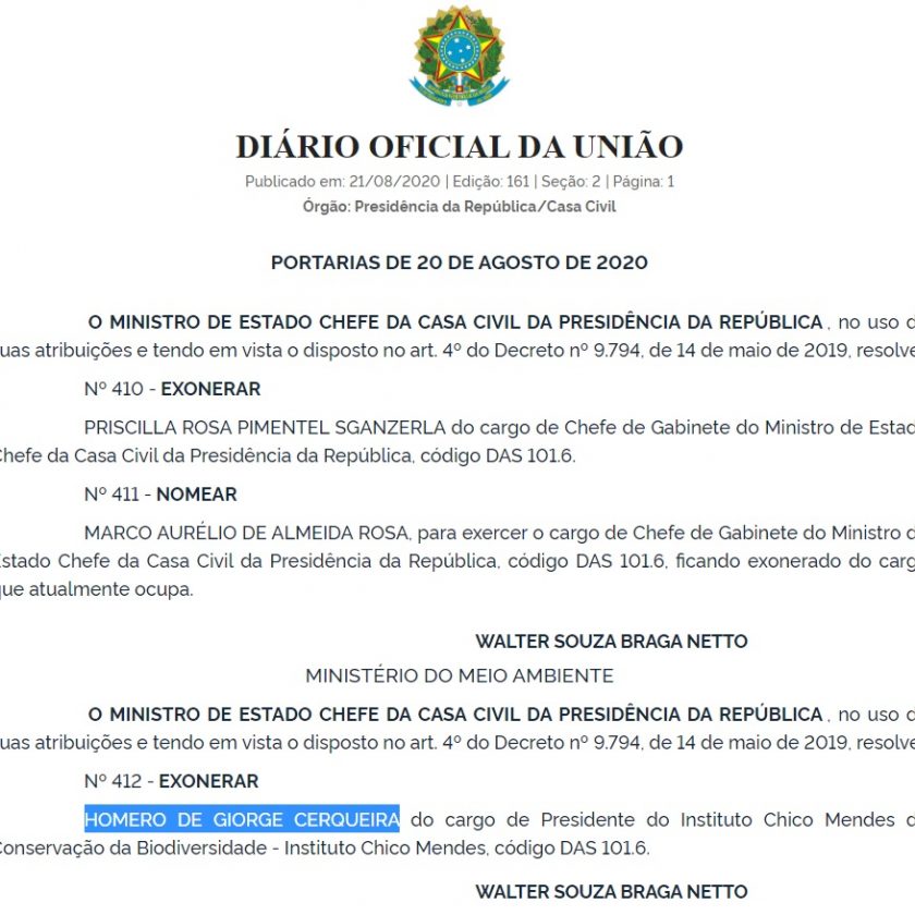 Coronel Homero Cerqueira é demitido ICMBio