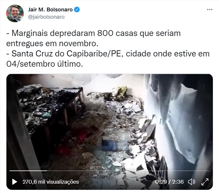 Presidente Bolsonaro volta a compartilhar fake news sobre o MTST